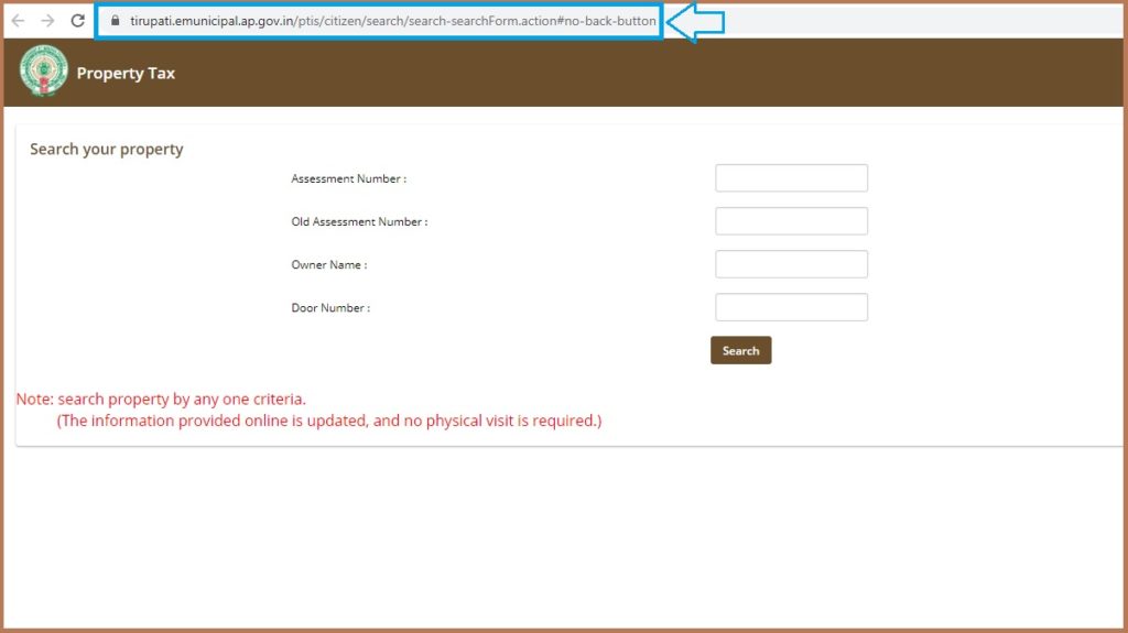 Tirupati Municipal Corporation Property Tax Payment Online